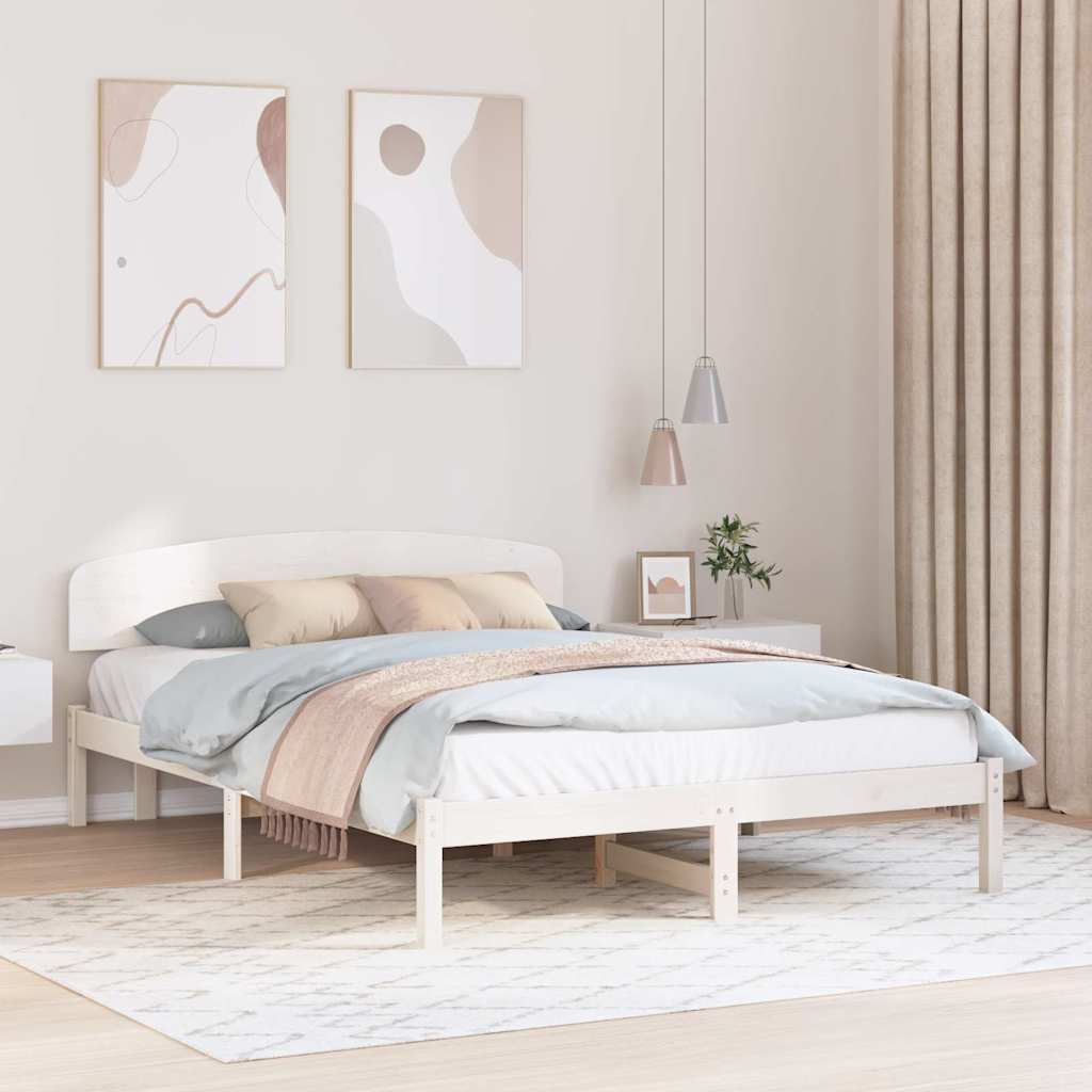 Estrutura da cama com cabeceira branco 150 x 200 cm