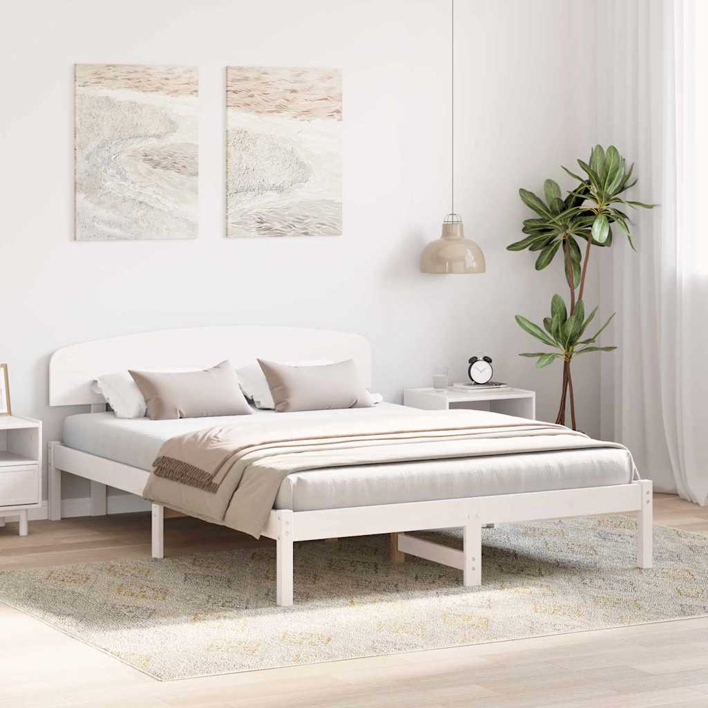 Estrutura da cama com cabeceira branco 150 x 200 cm