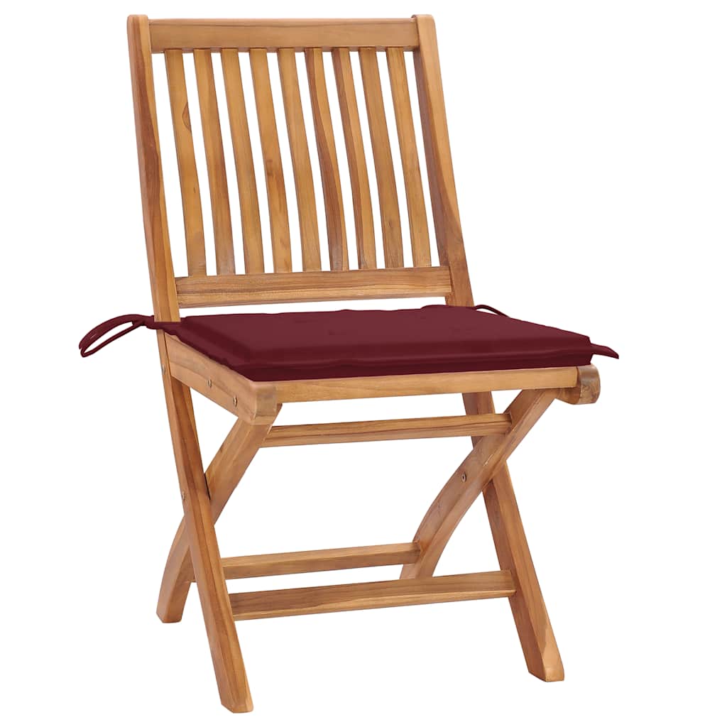 Cadeiras de jardim dobráveis c/ almofadões 4 pcs teca maciça