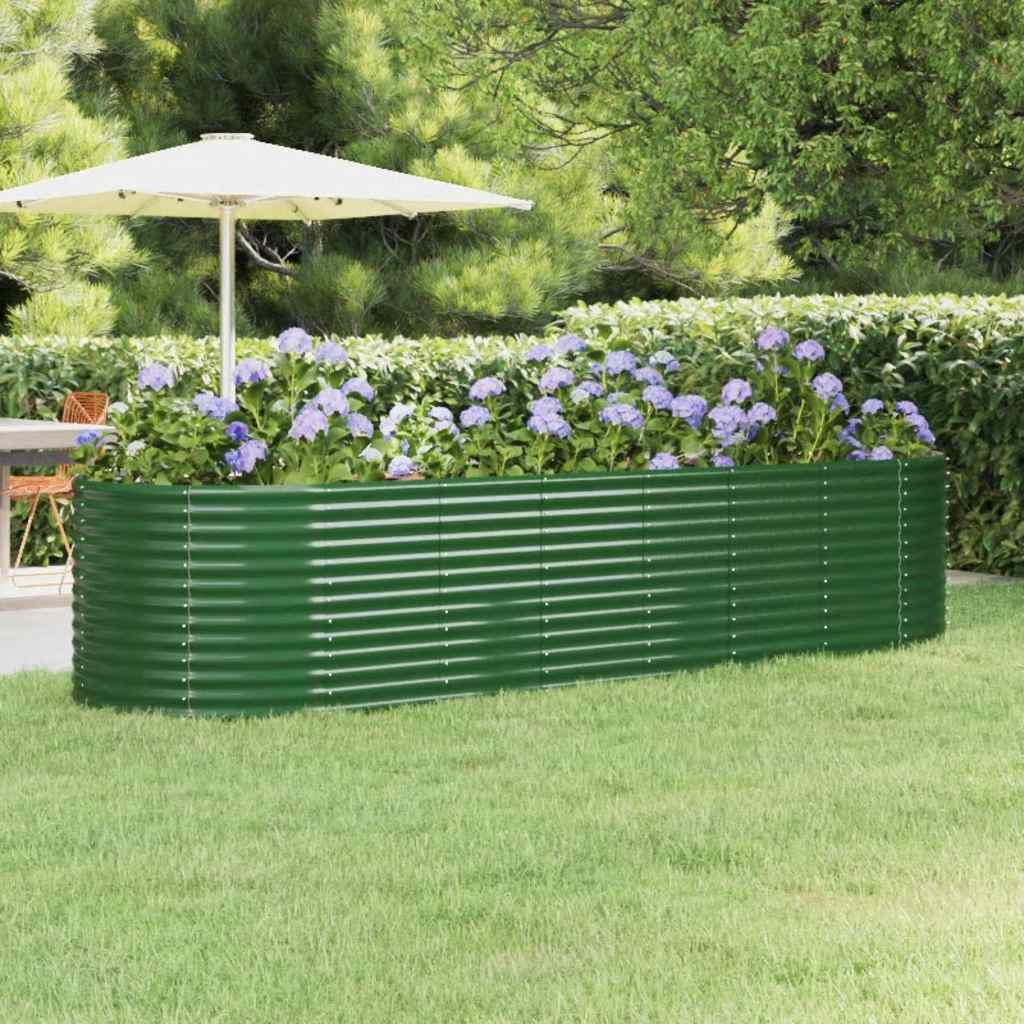 Canteiro elevado jardim 322x100x68 cm aço galvanizado verde