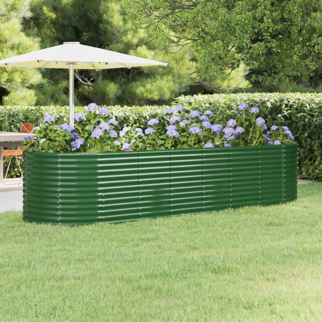 Canteiro elevado jardim 322x100x68 cm aço galvanizado verde