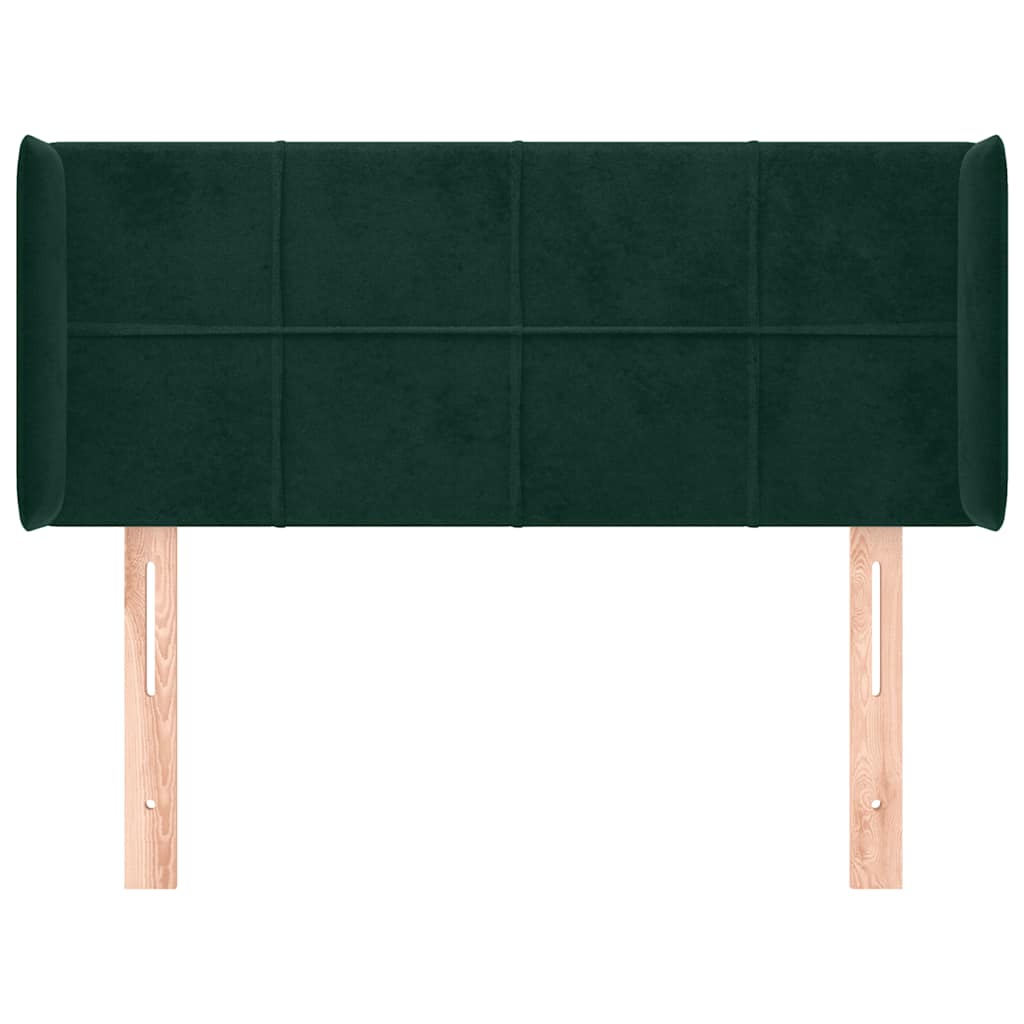Cabeceira de cama c/ abas veludo 83x16x78/88 cm verde-escuro