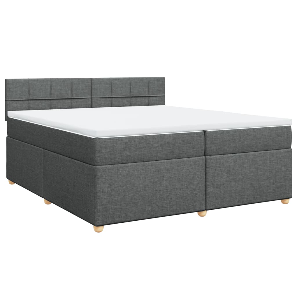 Cama com molas/colchão 200x200 cm tecido cinzento-escuro
