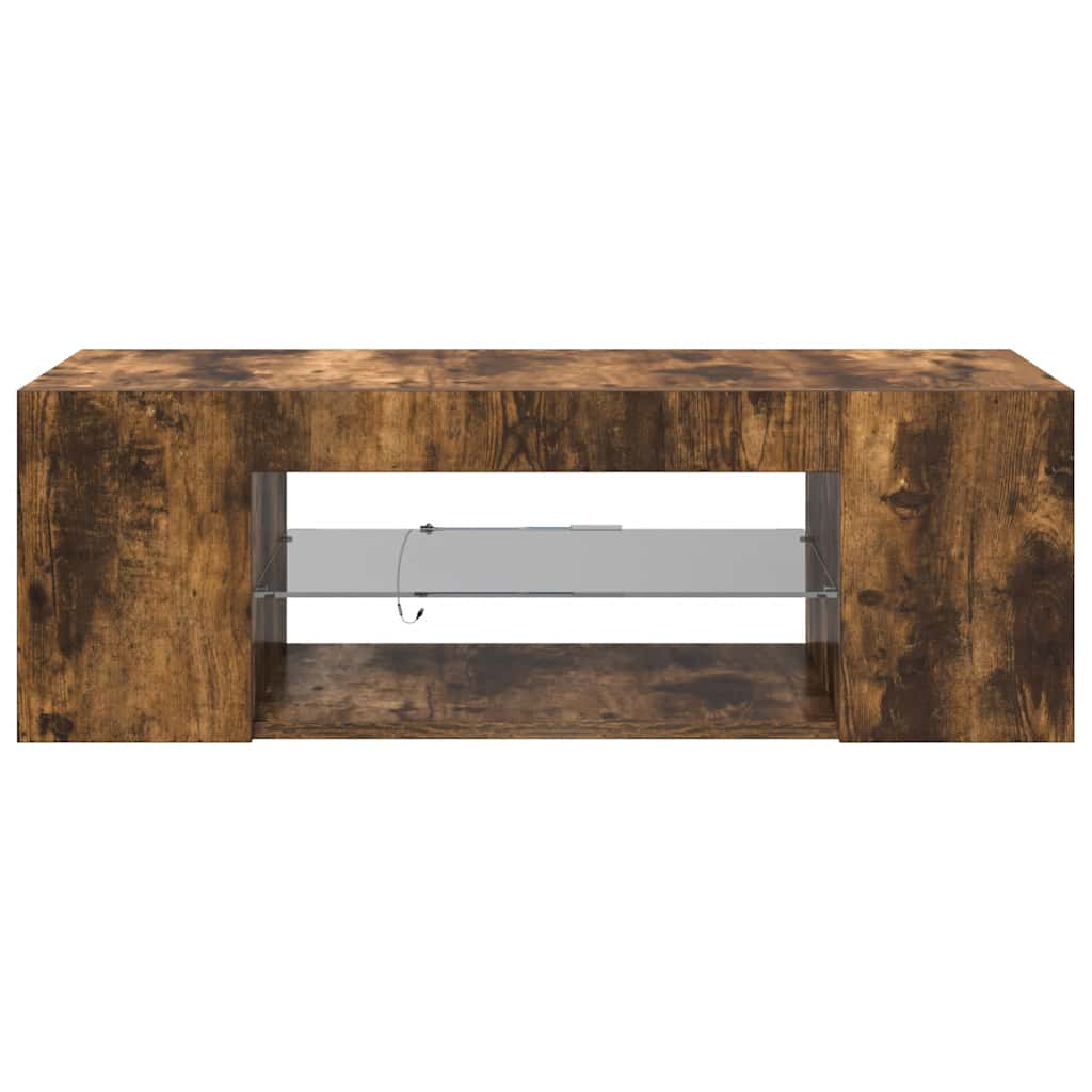 Móvel de TV com luzes LED 90x39x30 cm cor carvalho fumado