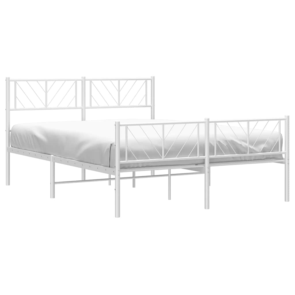 Estrutura de cama com cabeceira e pés 150x200 cm metal branco