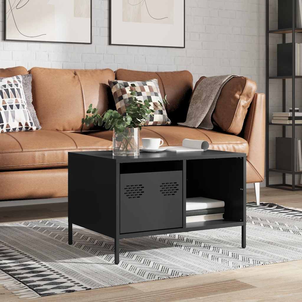 Mesa de centro 68,5x50x43,5 cm aço laminado a frio preto