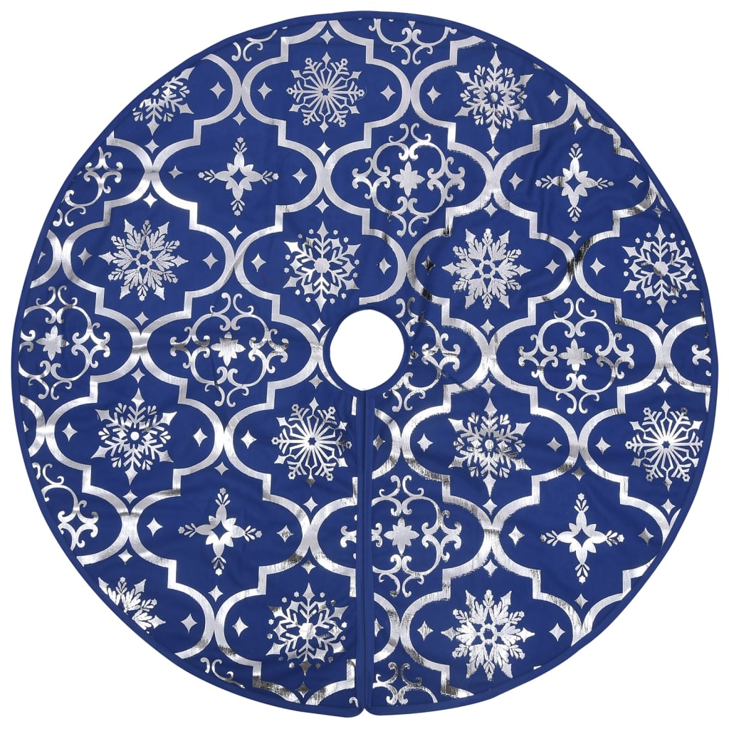 Saia de árvore de natal luxuosa 122 cm com meia tecido azul