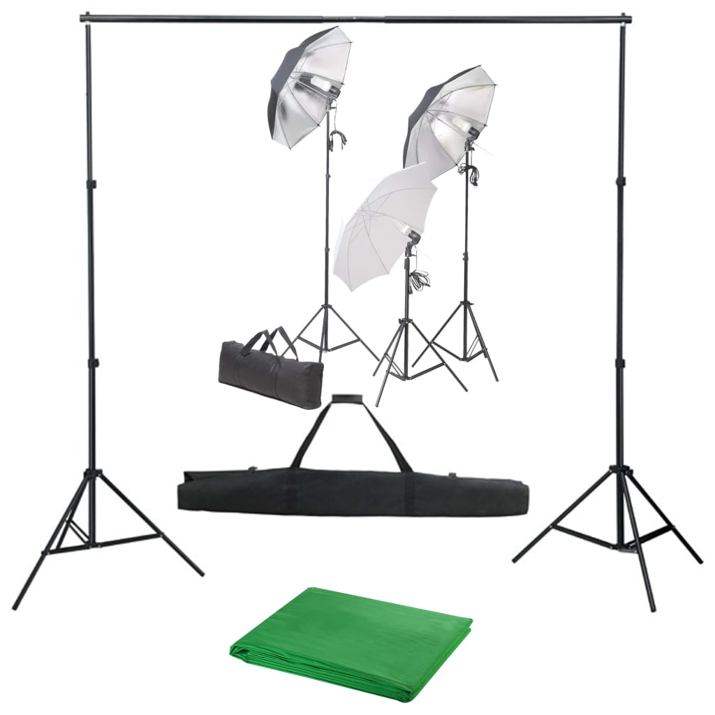 Kit de estúdio fotográfico com conjunto de iluminação e fundo