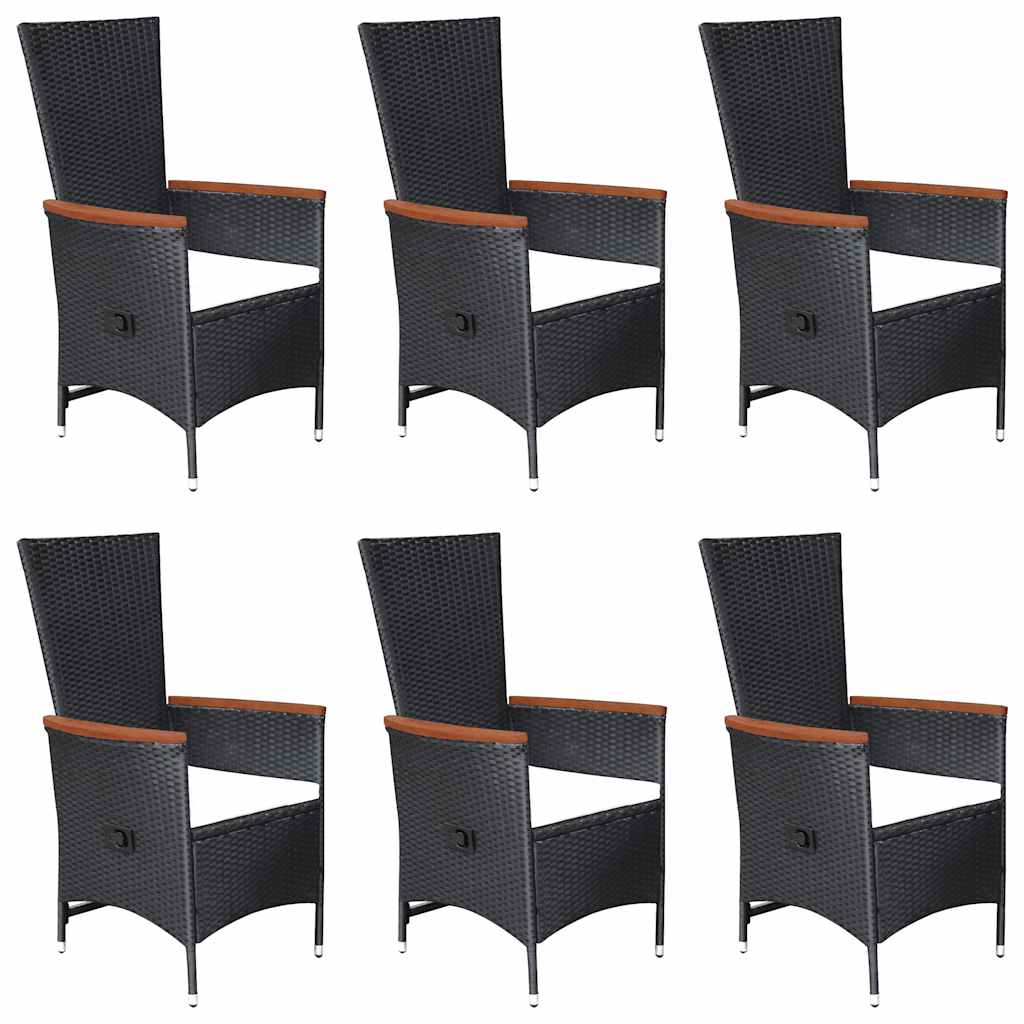 7 Pcs conjunto de jantar para jardim vime PE preto