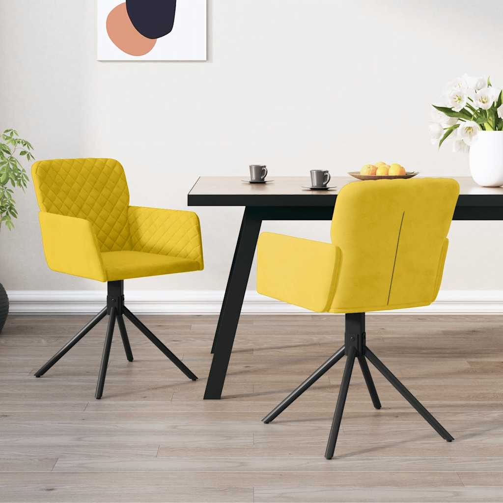 Cadeiras de jantar giratórias 2 pcs veludo amarelo