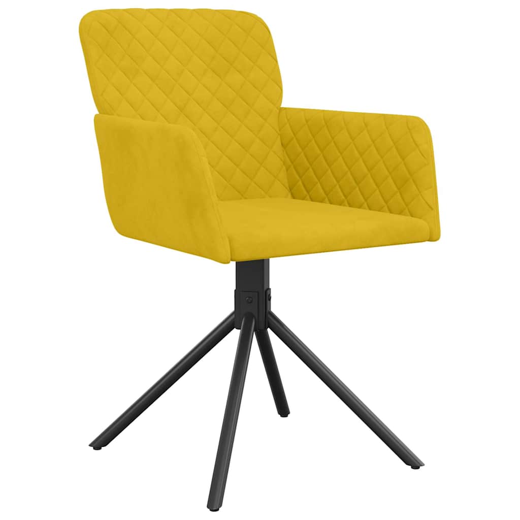 Cadeiras de jantar giratórias 2 pcs veludo amarelo
