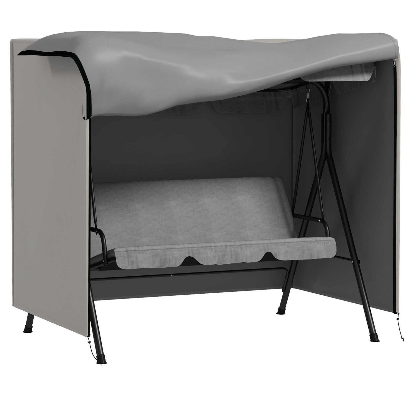 Capa para móveis de jardim capa protetora para baloiços de exterior com fecho de correr 177x114x152 cm cinzento