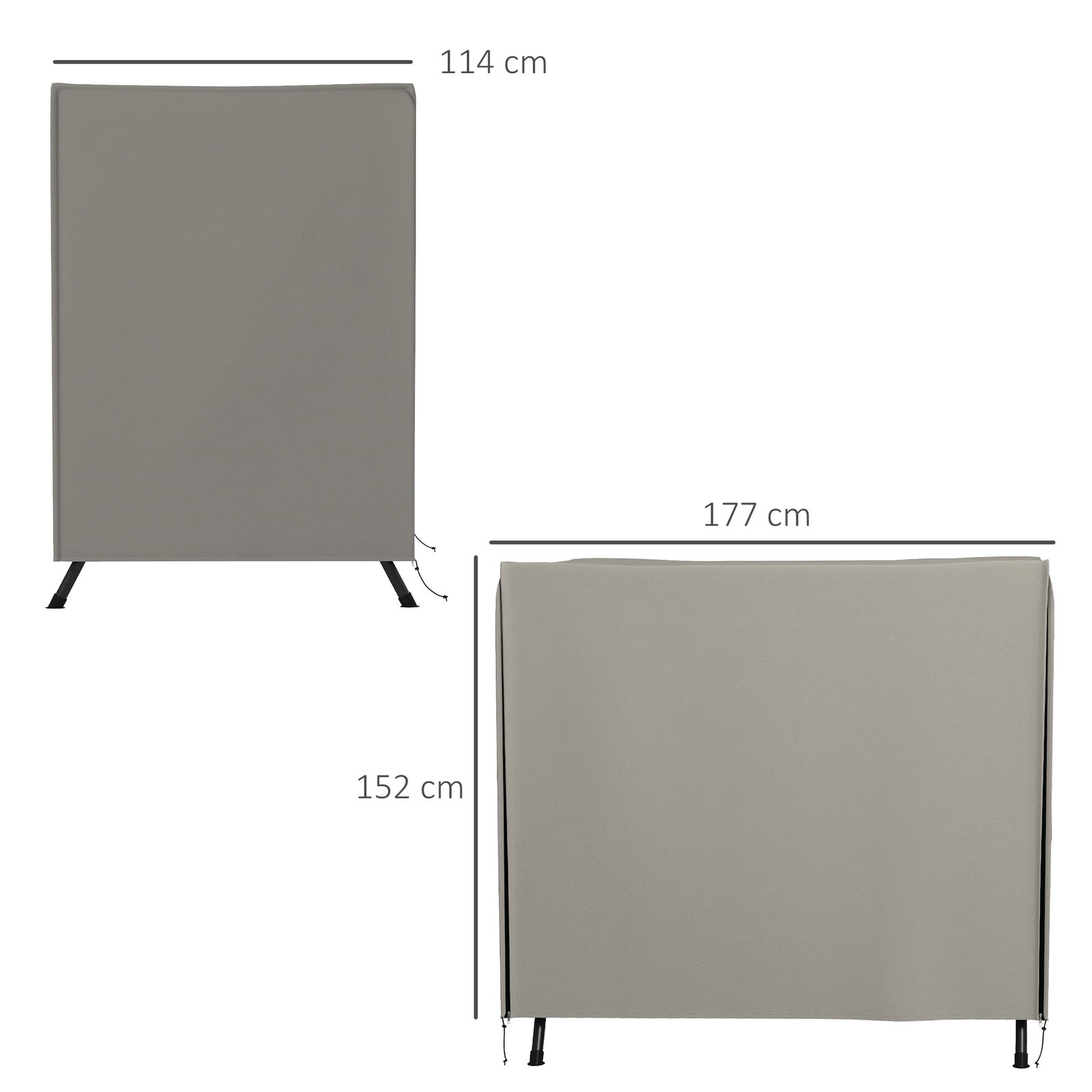 Capa para móveis de jardim capa protetora para baloiços de exterior com fecho de correr 177x114x152 cm cinzento