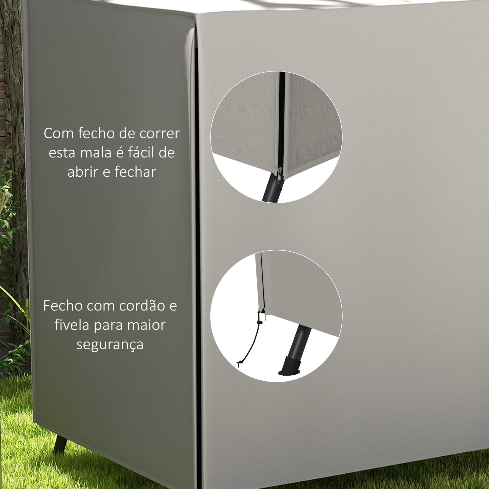 Capa para móveis de jardim capa protetora para baloiços de exterior com fecho de correr 177x114x152 cm cinzento