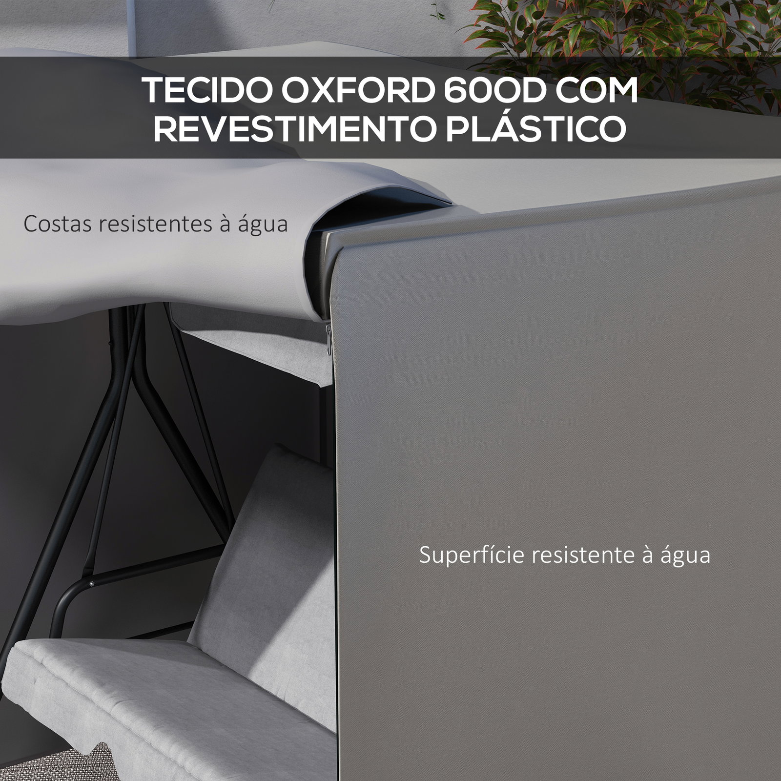 Capa para móveis de jardim capa protetora para baloiços de exterior com fecho de correr 177x114x152 cm cinzento