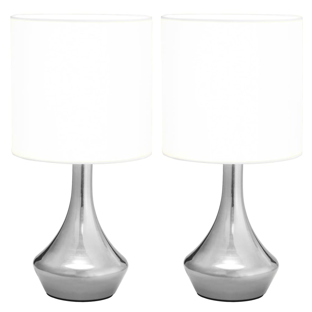 Candeeiros de secretária ativados por toque 2 pcs branco e14