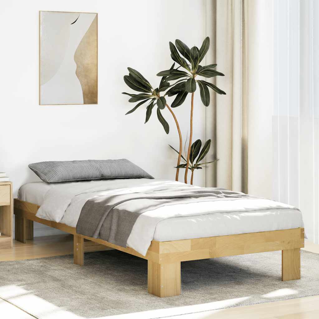 Estrutura de cama sem colchão 75x190 cm carvalho de maciça