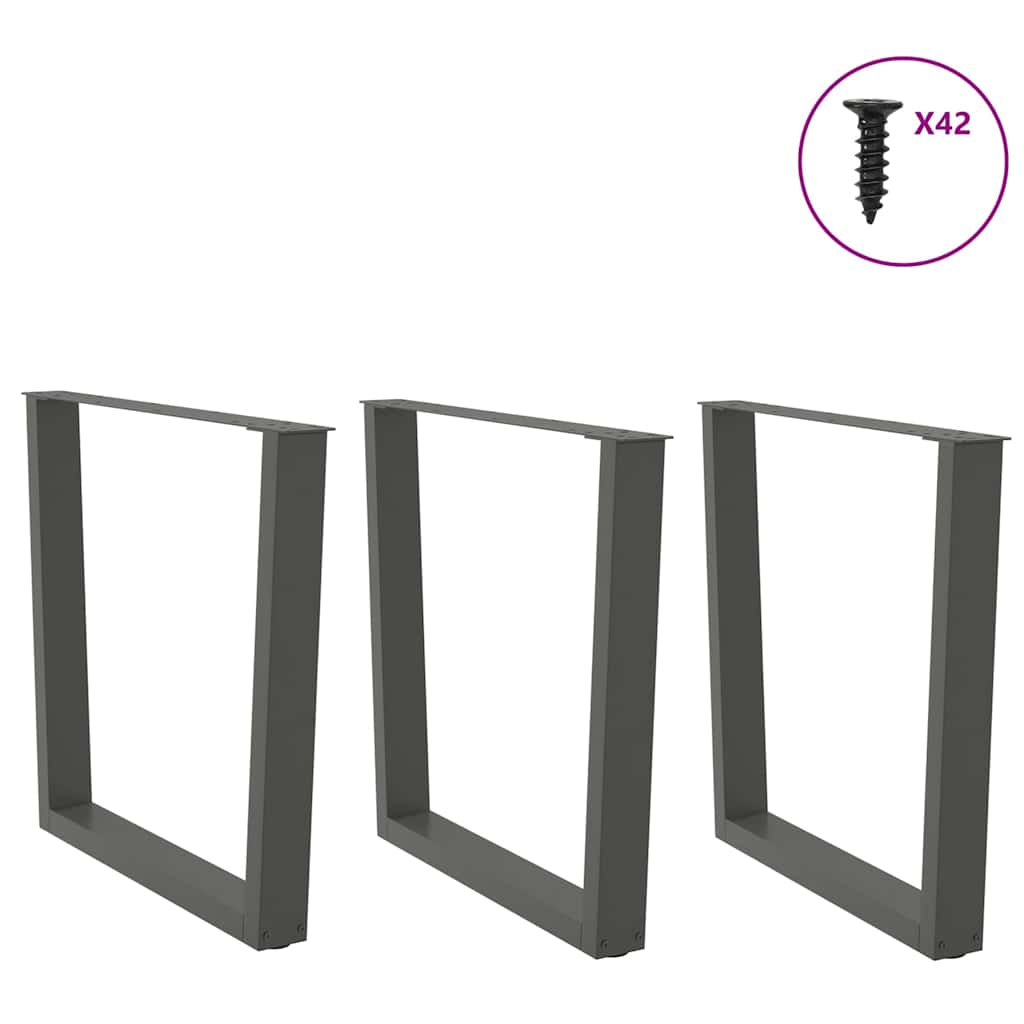 Pés para mesa de jantar em forma de v, 3 peças, antracite, 80x(72-73,3) cm, aço