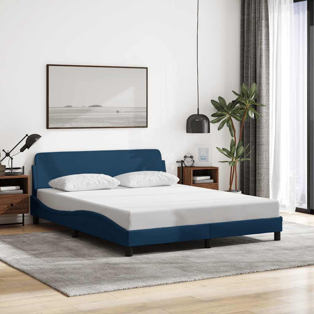 Estrutura de cama com cabeceira dover 160x200 cm tecido azul
