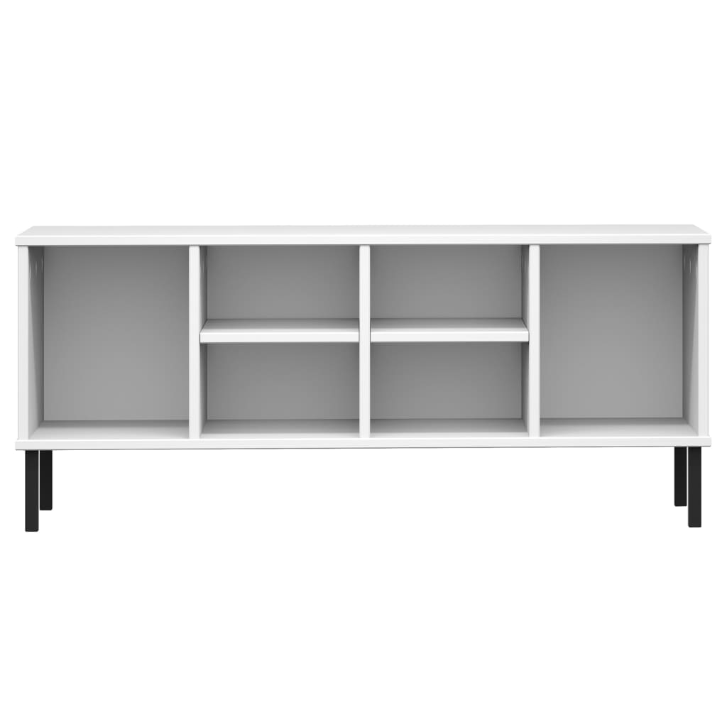Sapateira pernas metal 106x35x45cm madeira maciça oslo branco