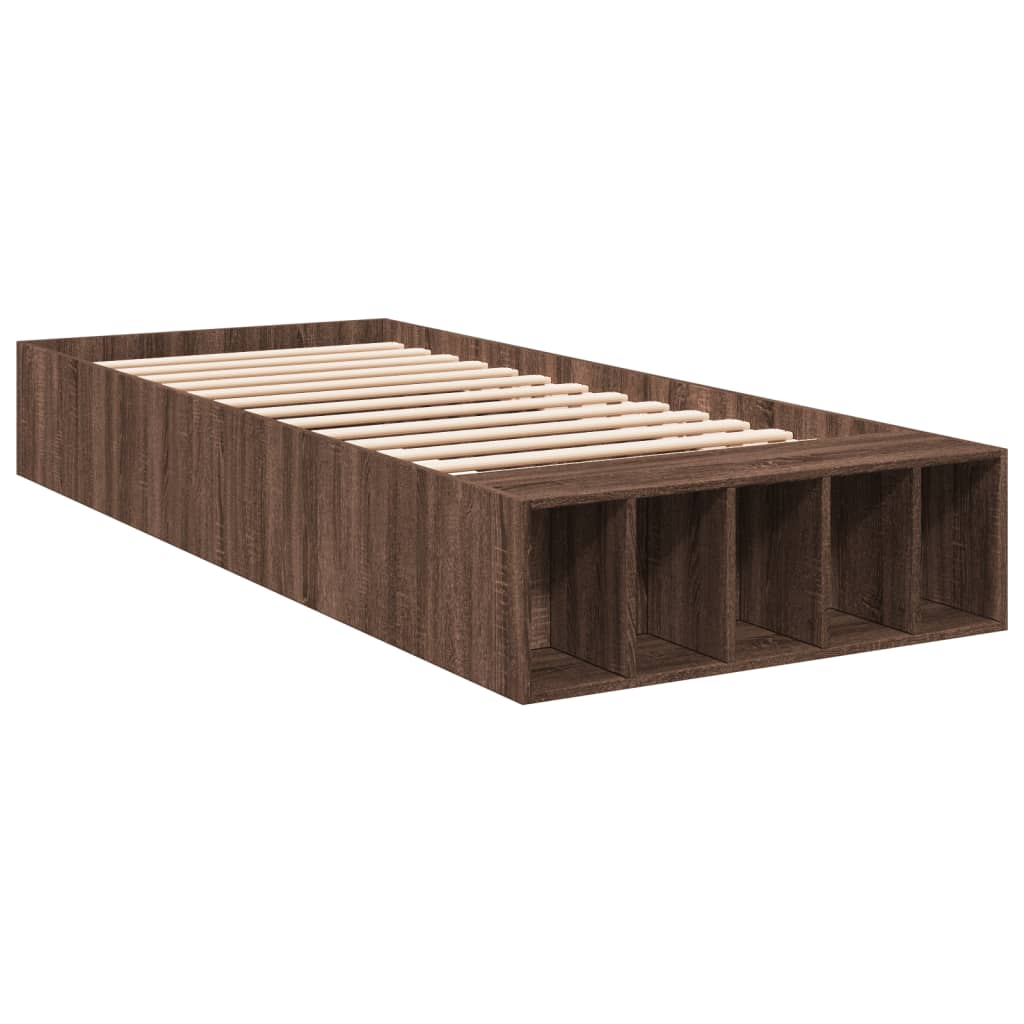 Estrutura de cama 90x200 cm derivados madeira carvalho castanho