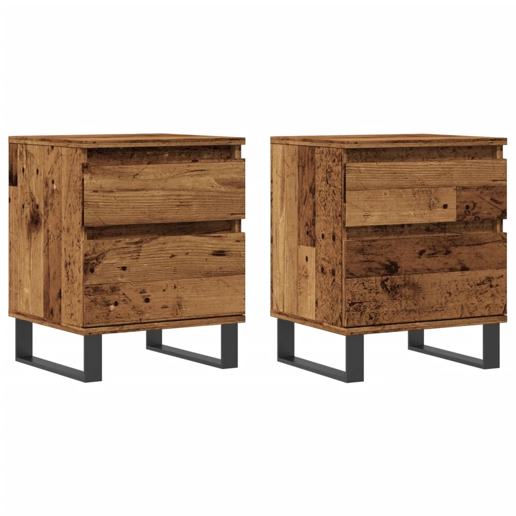 Mesas cabeceira 2pcs 40x35x50cm derivados madeira madeira velha