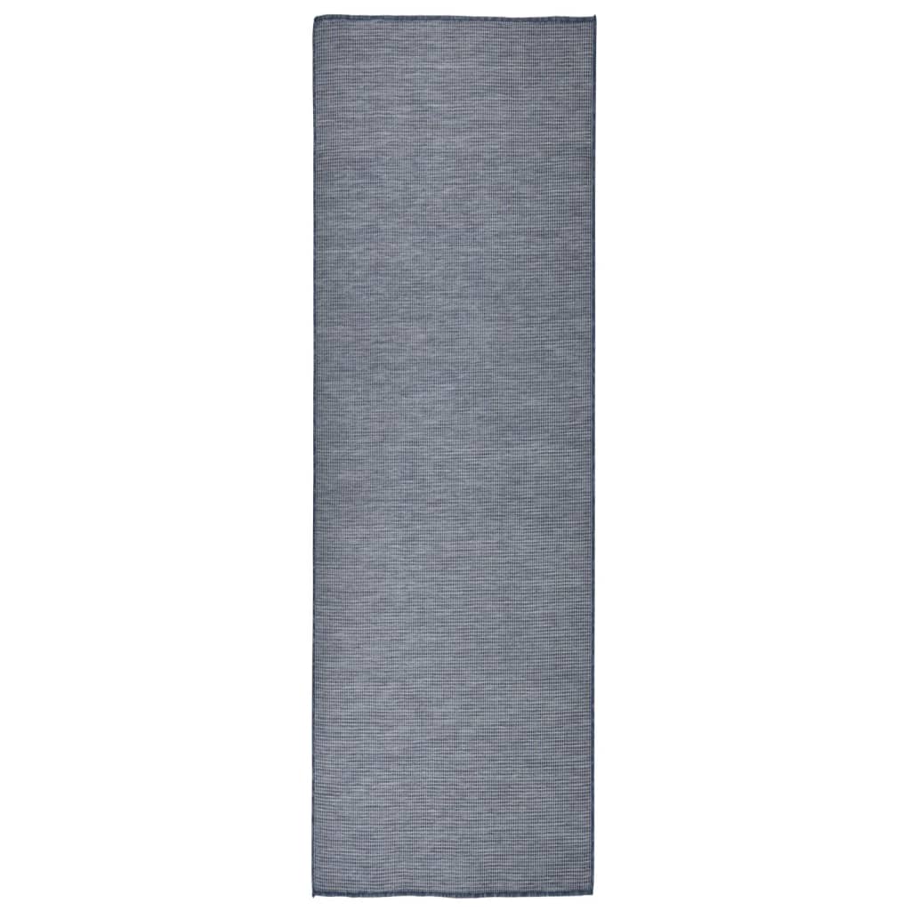 Tapete de tecido plano para exterior 80x250 cm azul