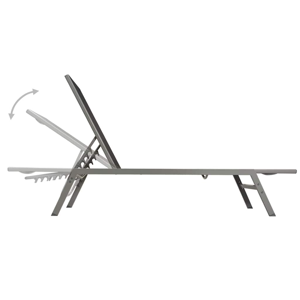 Espreguiçadeiras com mesa 2 pcs aço e textilene preto