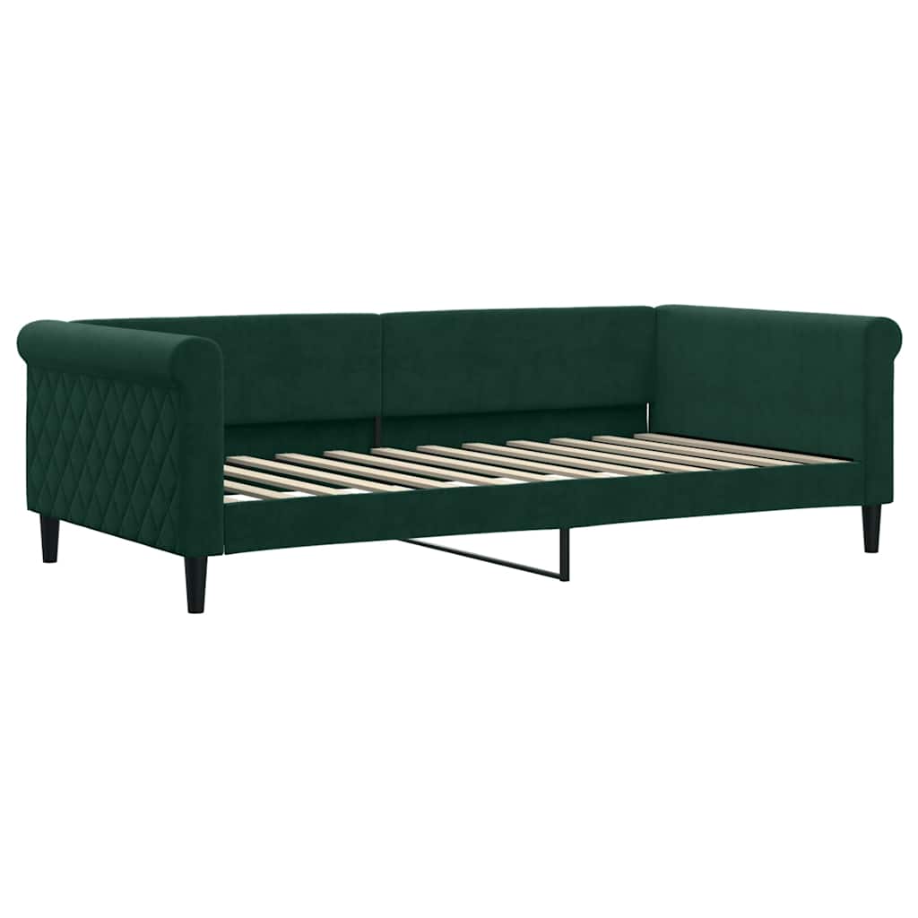 Sofá-cama c/ gavetão e colchões 100x200cm veludo verde-escuro
