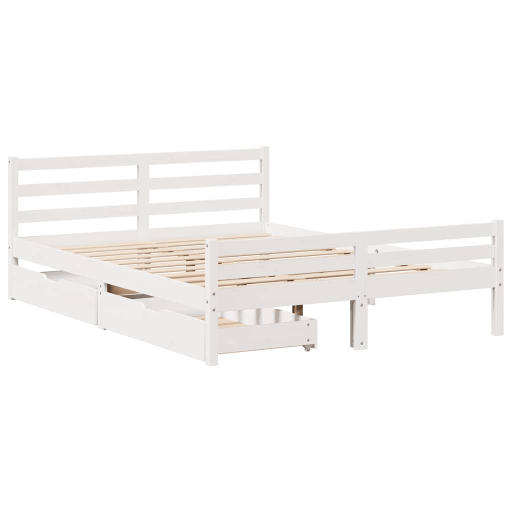 Cama sem colchão 135x190 cm madeira de pinho maciça branco