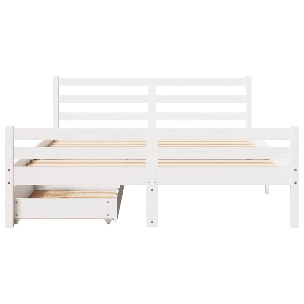 Cama sem colchão 135x190 cm madeira de pinho maciça branco