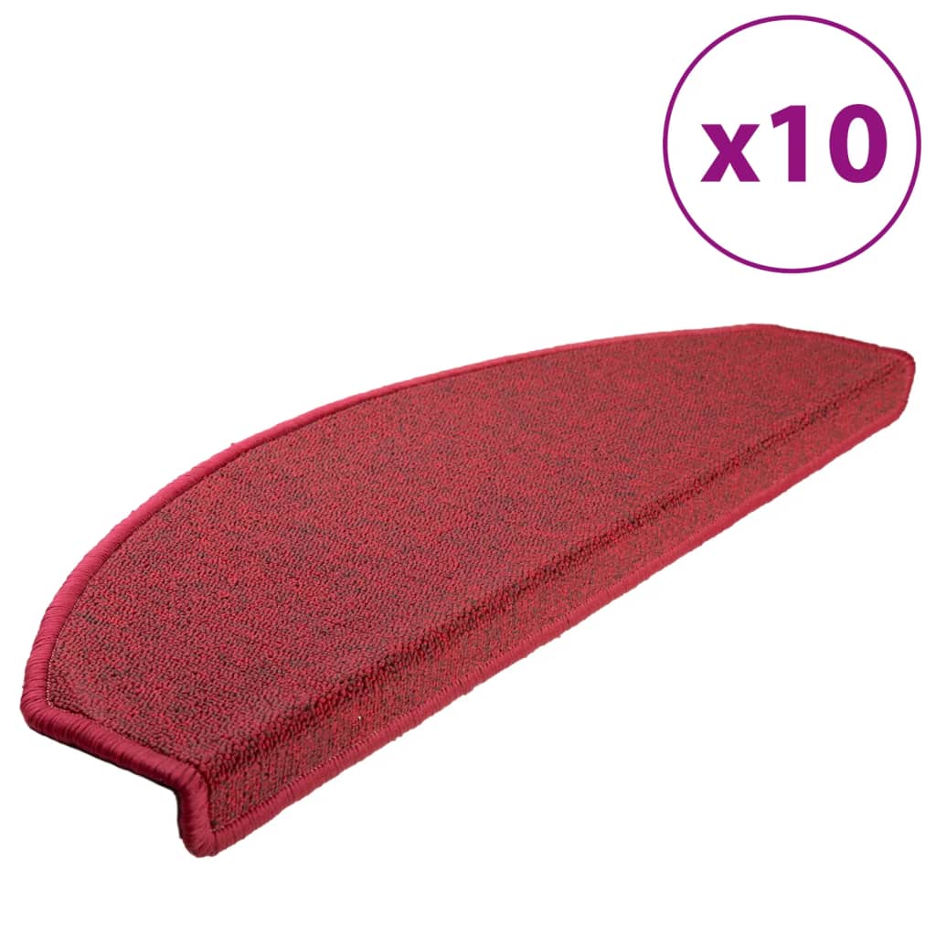 Tapetes de escada 10 peças 65x24x4 cm vermelhos meio redondo grande