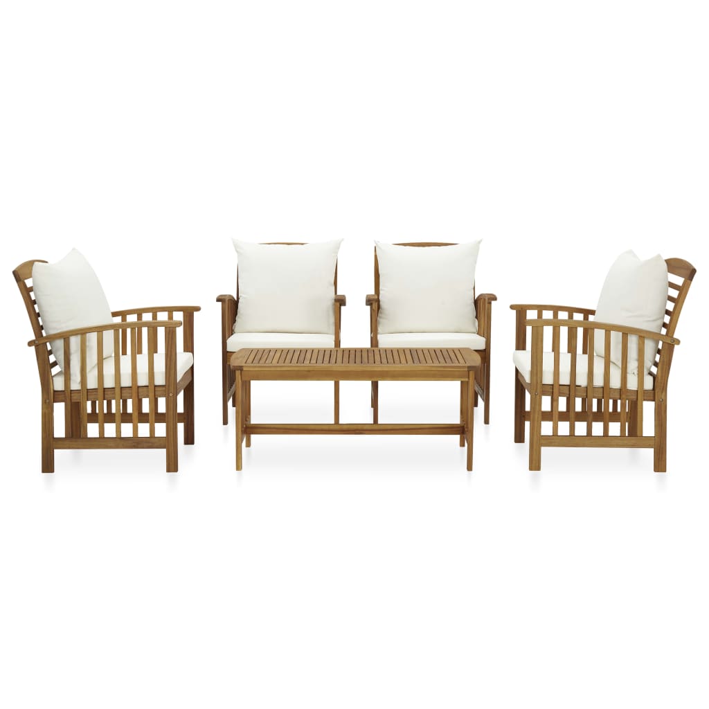 5 Pcs conjunto lounge de jardim com almofadões acácia maciça