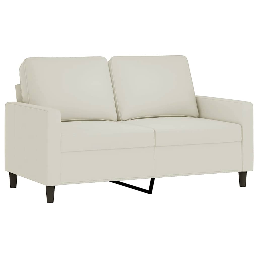 3 Pcs conjunto de sofás com almofadões veludo cor creme