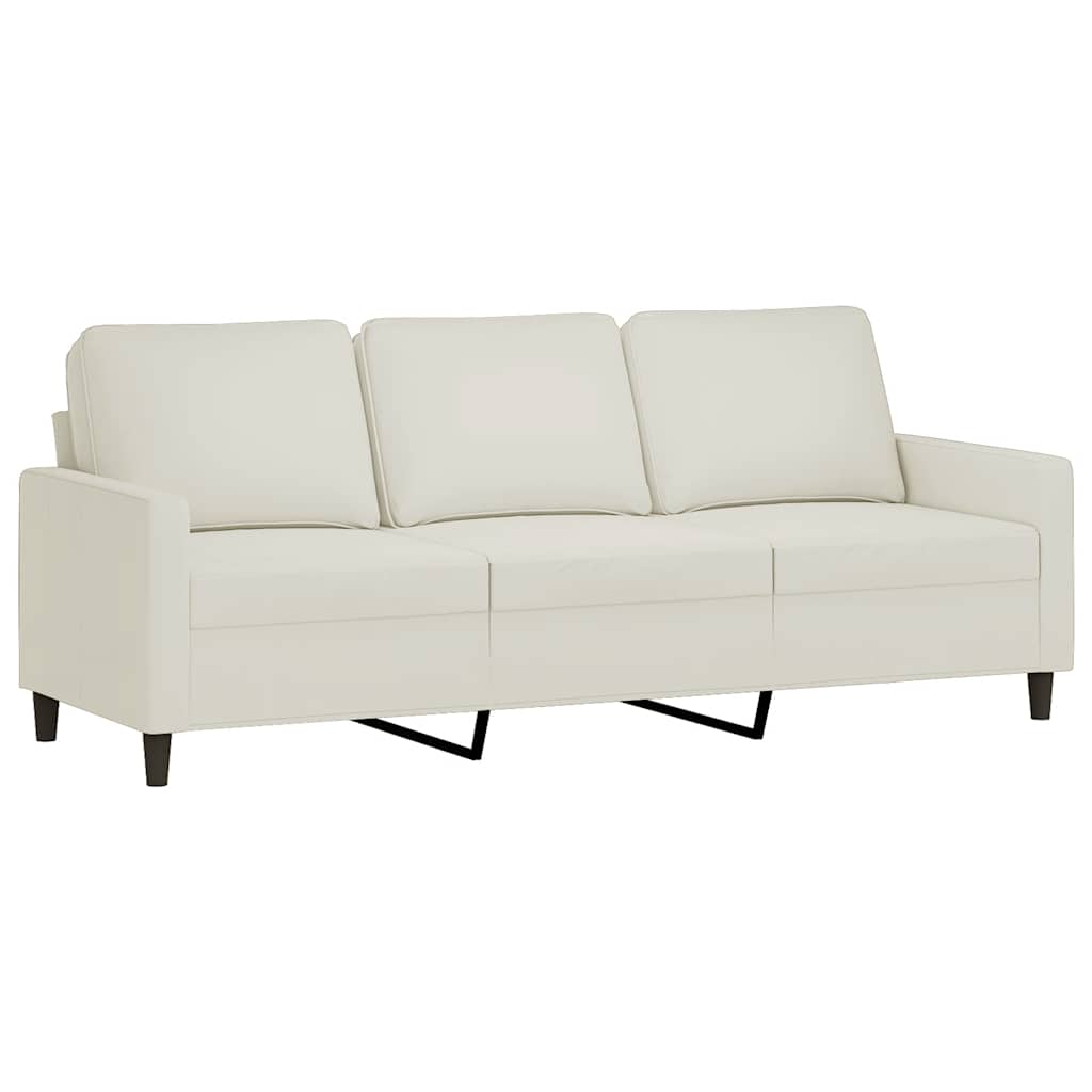 3 Pcs conjunto de sofás com almofadões veludo cor creme
