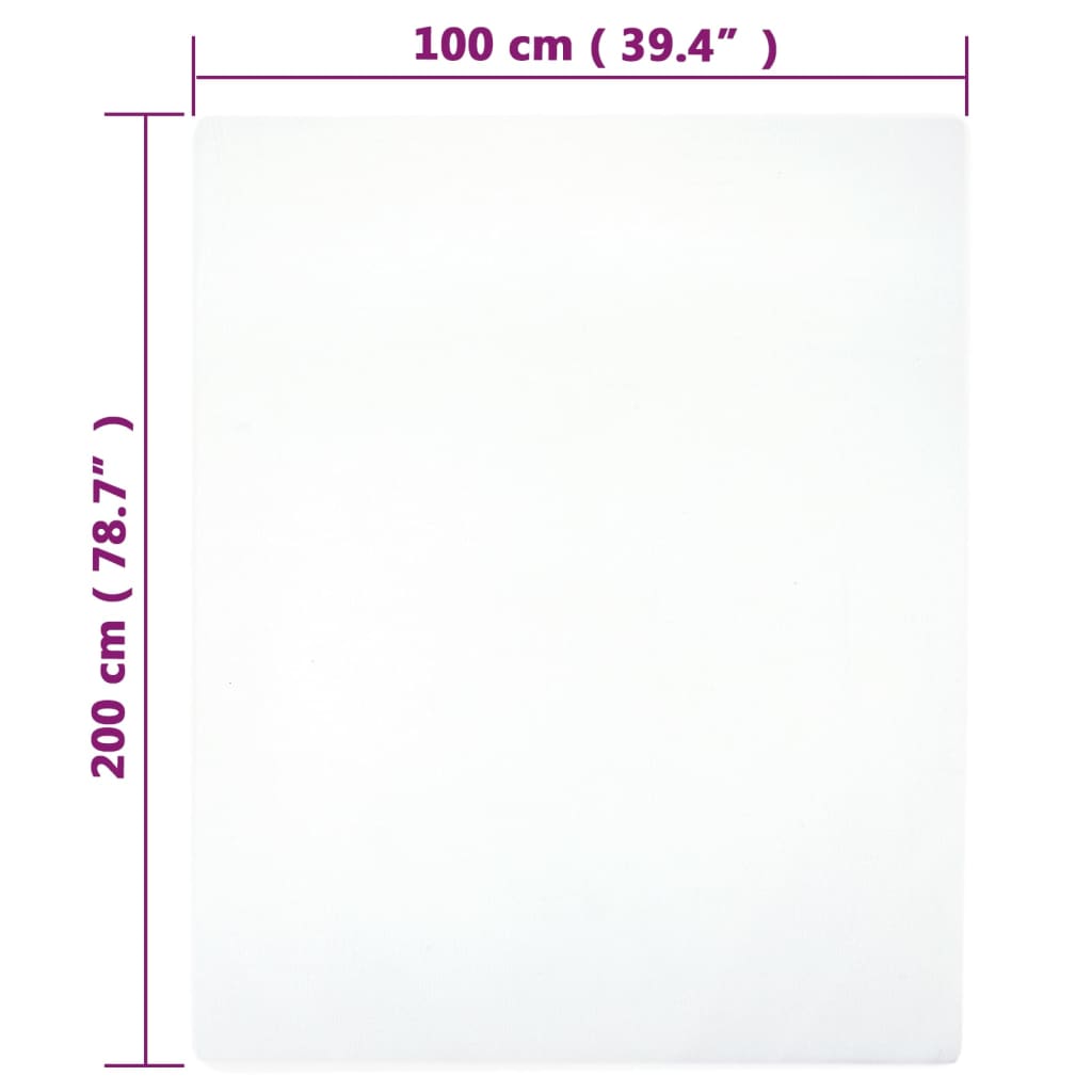 Lençóis ajustáveis 2 pcs 100x200 cm algodão jersey branco