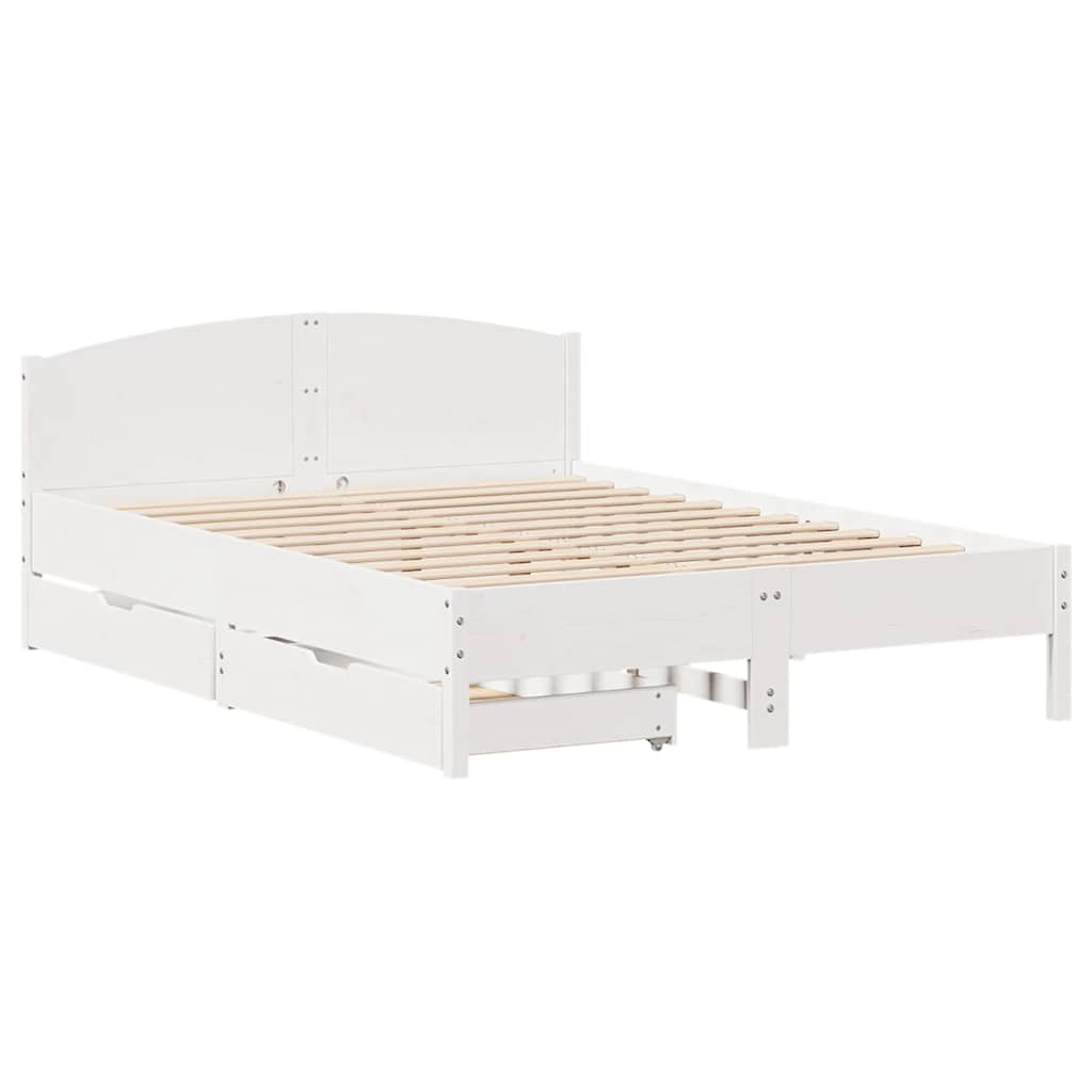 Cama sem colchão 160x200 cm madeira de pinho maciça branco