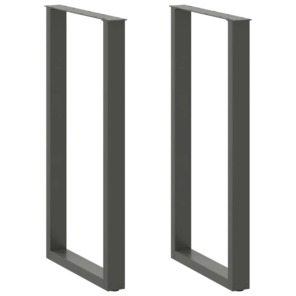 Pés para mesa de bar em formato de u, 2 peças, antracite, 60x(110-111) cm, aço