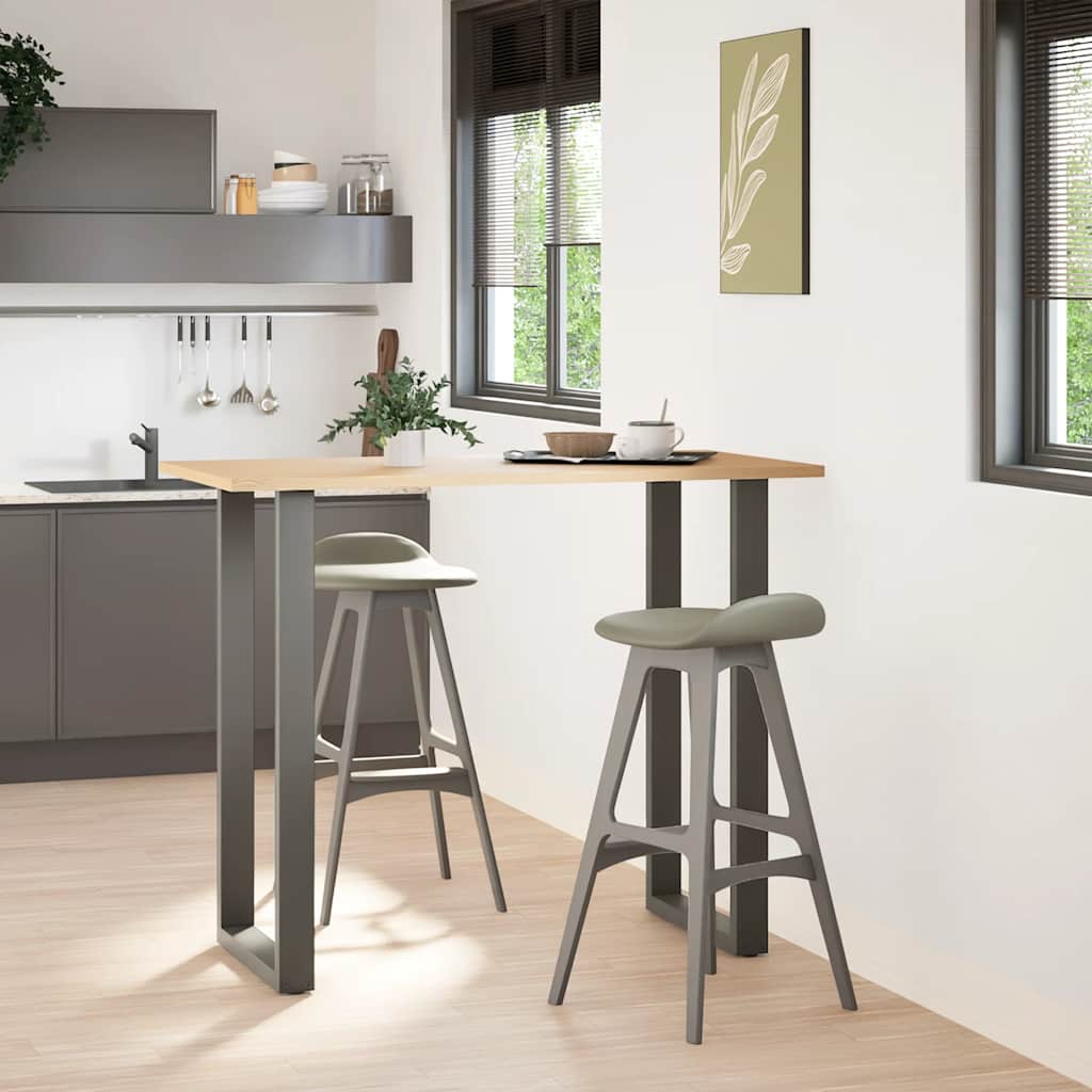 Pés para mesa de bar em formato de u, 2 peças, antracite, 60x(110-111) cm, aço