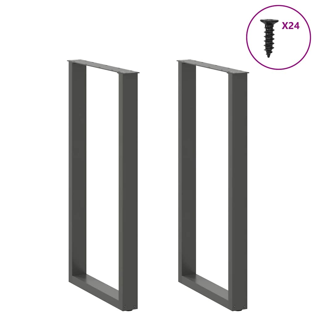 Pés para mesa de bar em formato de u, 2 peças, antracite, 60x(110-111) cm, aço