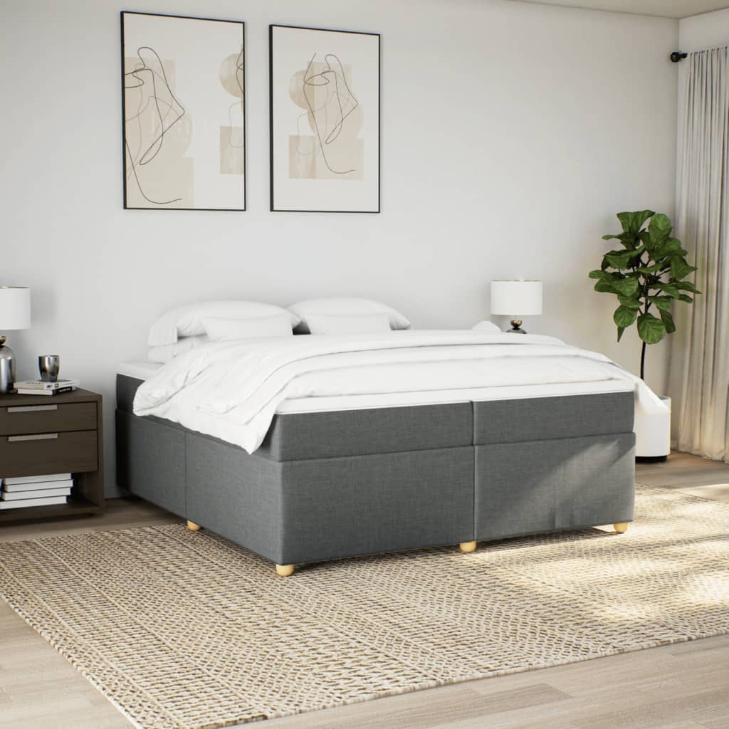 Cama com molas/colchão 200x200 cm tecido cinzento-escuro