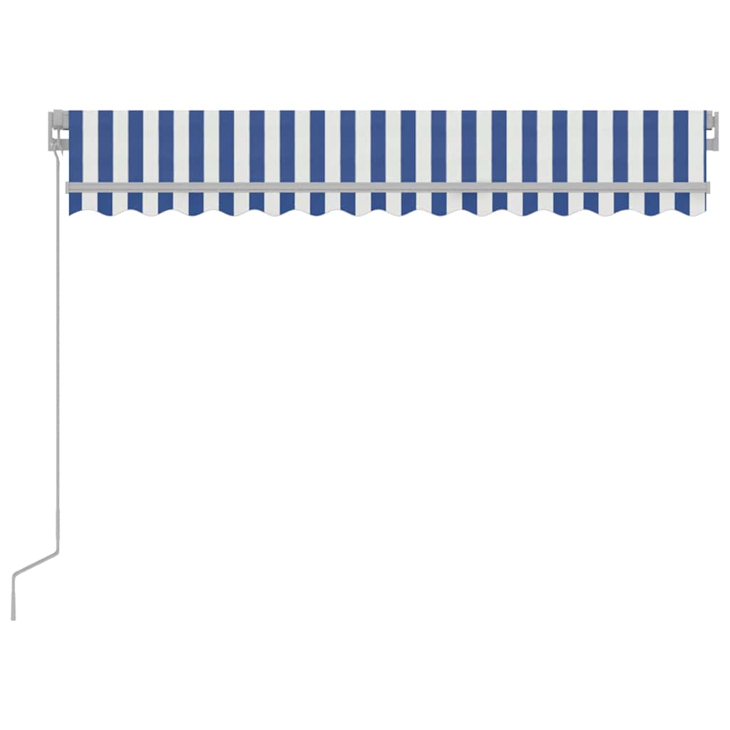 Toldo retrátil manual com LED 300x250 cm azul e branco