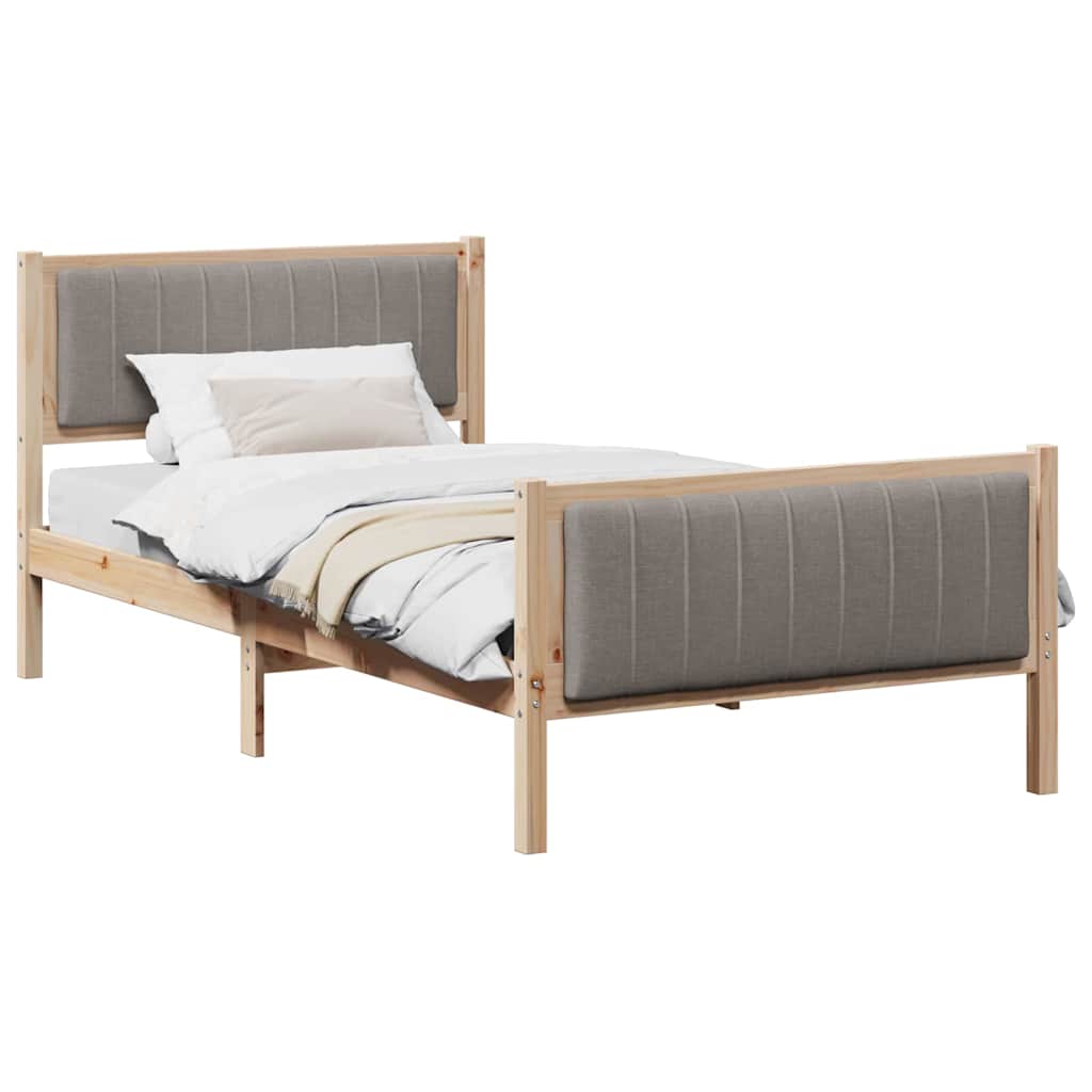 Estrutura da cama com cabeceira marrom e taupe 100 x 200 cm