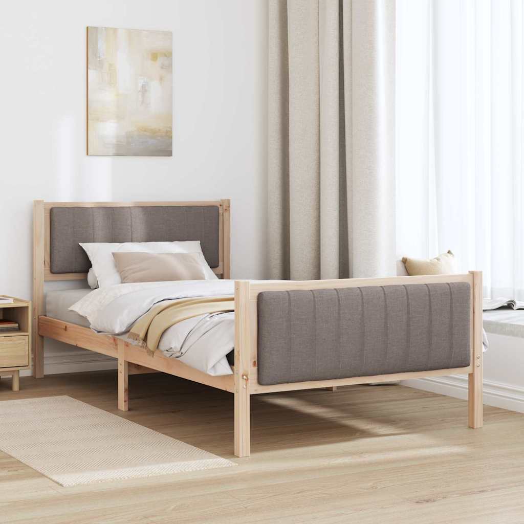 Estrutura da cama com cabeceira marrom e taupe 100 x 200 cm