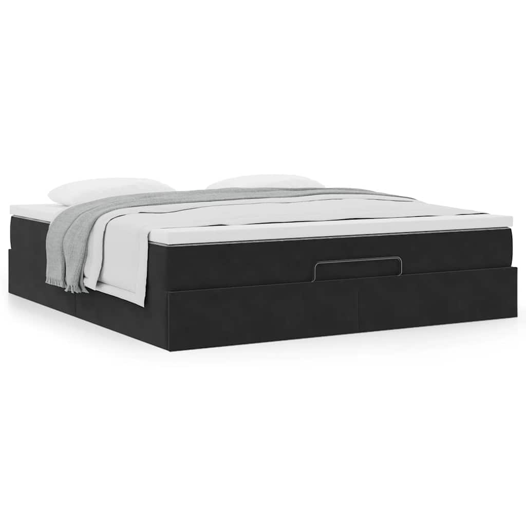 Estrutura de cama otomana com colchão 180x200 cm veludo preto