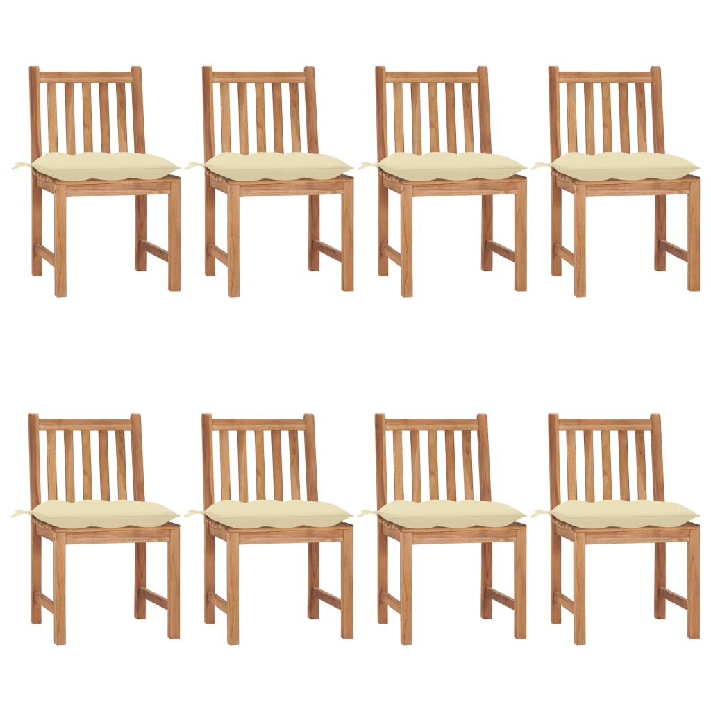 Cadeiras de jardim 8 pcs c/ almofadões madeira de teca maciça