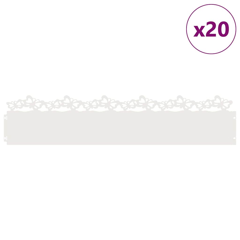 Delimitadores de relvado 20 unid. 103 x 0,05 x 22 cm aço branco