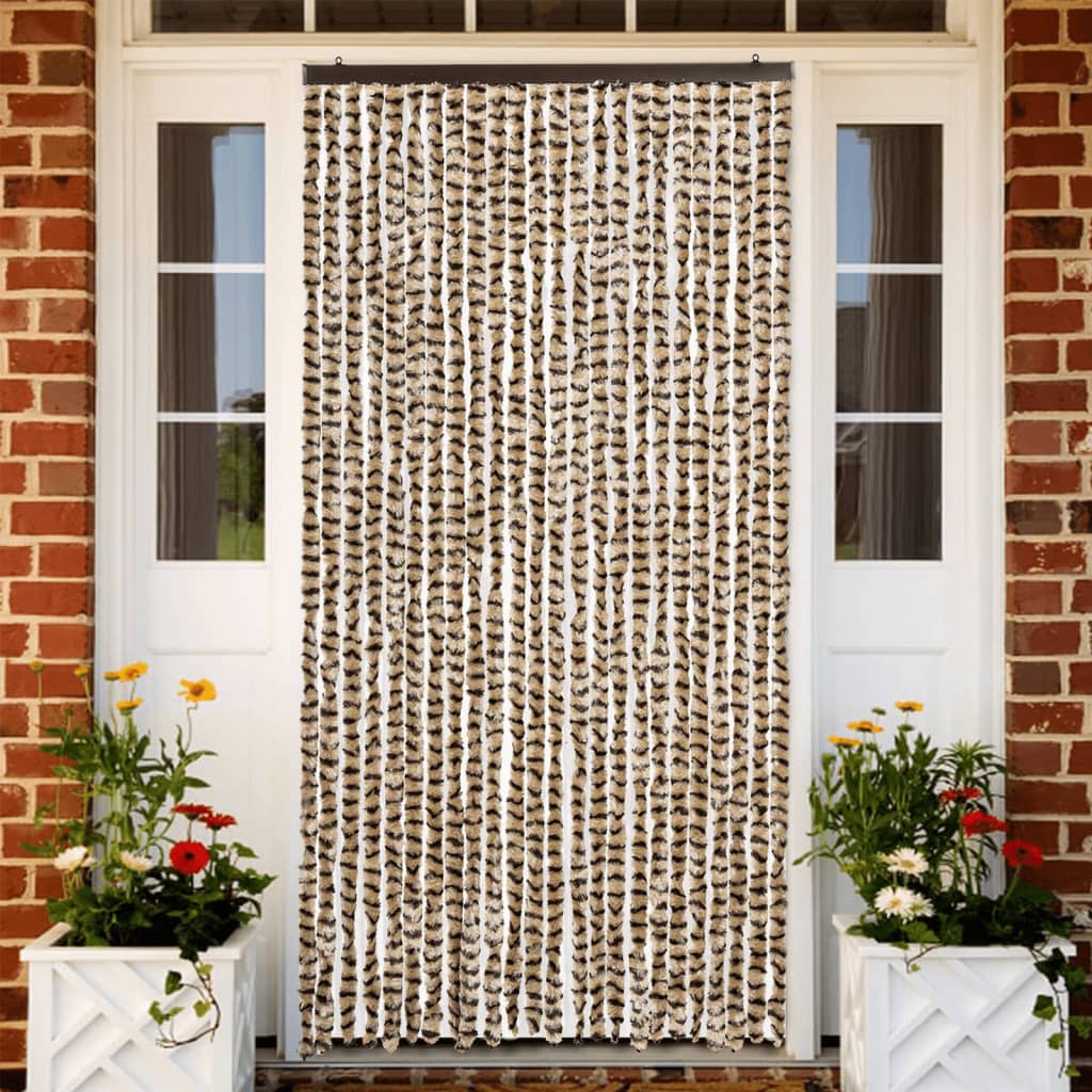Cortina anti-insetos 100x200 cm chenille bege e castanho