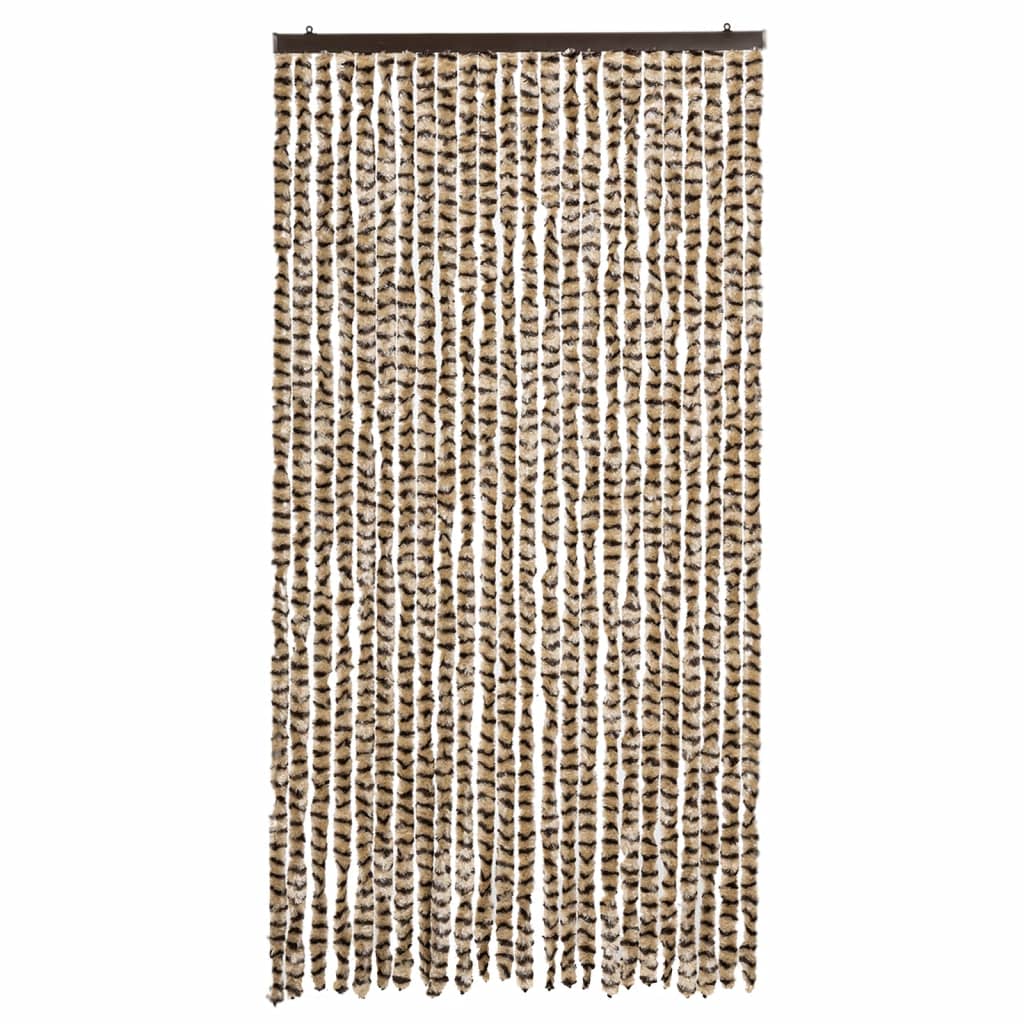 Cortina anti-insetos 100x200 cm chenille bege e castanho