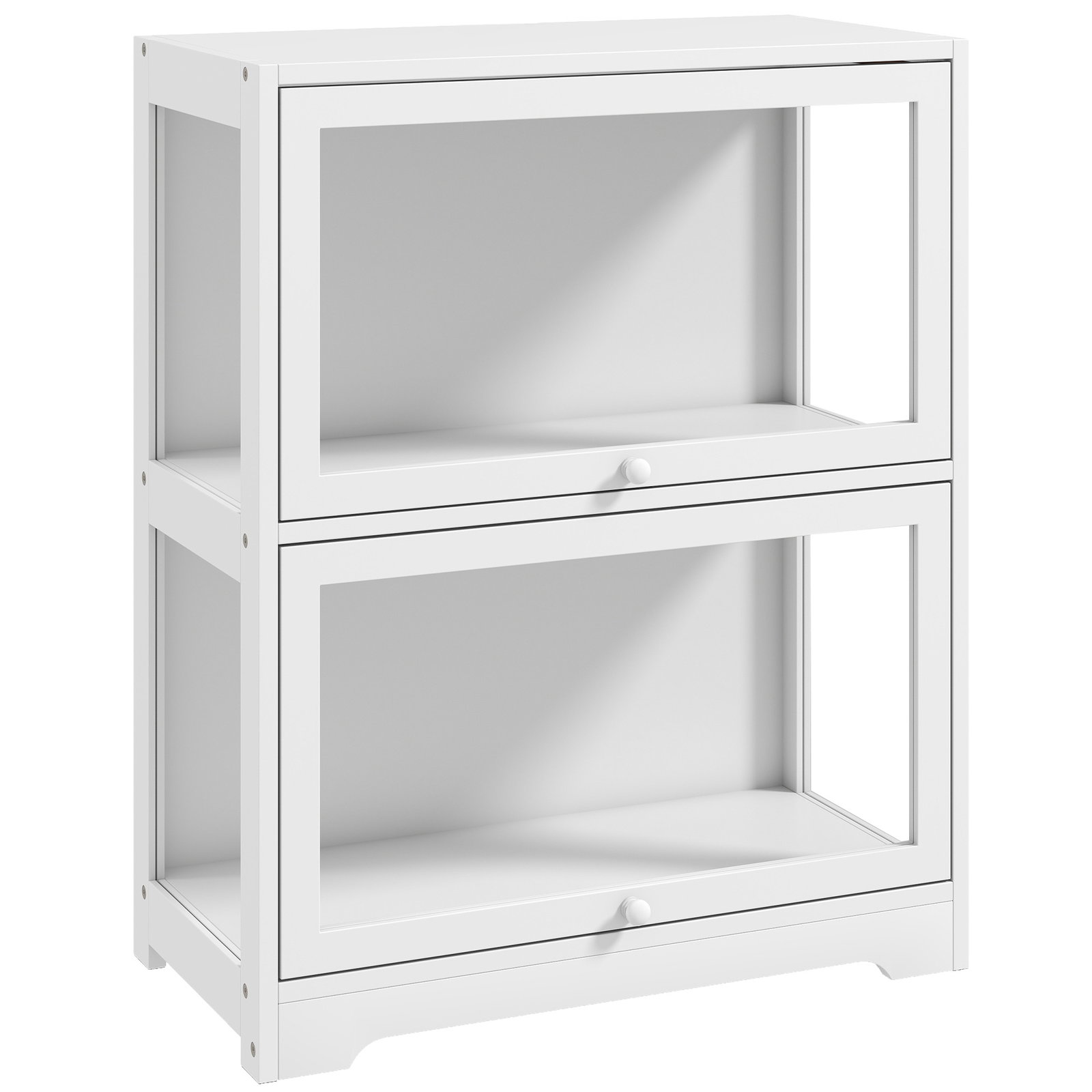 Vitrina expositora para coleções com 2 níveis e portas em acrílico para figuras, 59,5x30x73 cm, branco